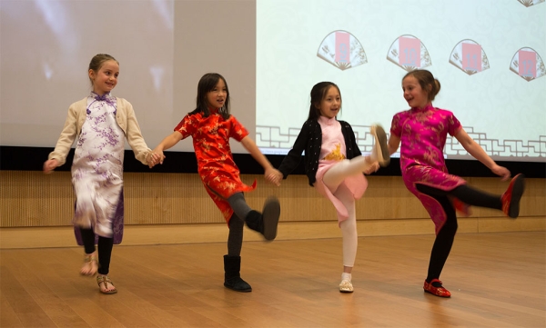 Glenwood Elementary School contestants performing in a speech competition with Confucius Institute at NC State. (North Carolina Public Schools)