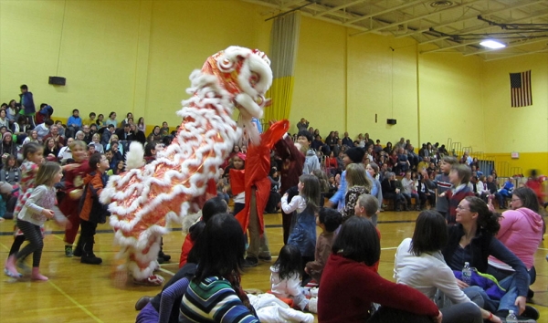 Lion dance at a Chinese New Years event.