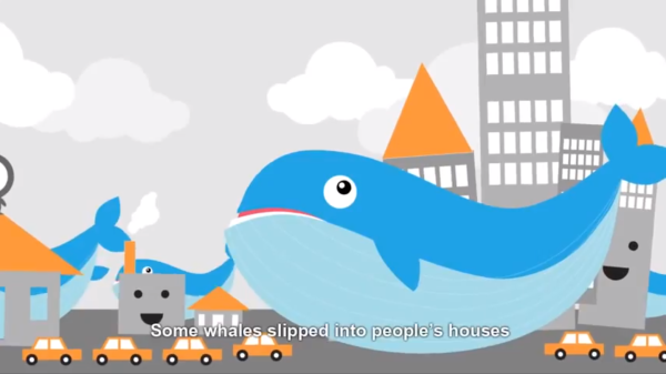 A still image from Tagwatchai Saengthamchai's "Blue Whales" cartoon. 