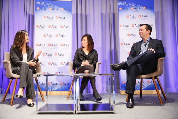  ZHANG Wei, President of Alibaba Pictures, Jeff Small, President and Co-Chief Executive Officer of Amblin Partners in conversation with Janet Yang, Managing Director of Creative Content of Tang Media Partners during the 2016 U.S.-China Film Summit held at UCLA on November 1, 2016 in Los Angeles, California.