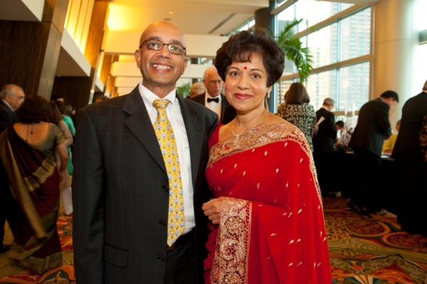 Gala co-chairs Vijay and Marie Goradia at the cocktail reception at the 2011 Tiger Ball. (Jeff Fantich Photography)