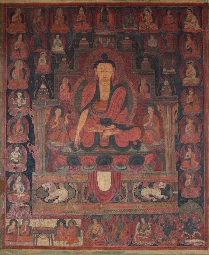 Shakyamuni Buddha. 15th century. Ngari (West Tibet). Pigments on cloth. MU-CIV/MAO "Giuseppe Tucci," inv. 963/796. Image courtesy of the Museum of Civilisation/Museum of Oriental Art "Giuseppe Tucci," Rome.