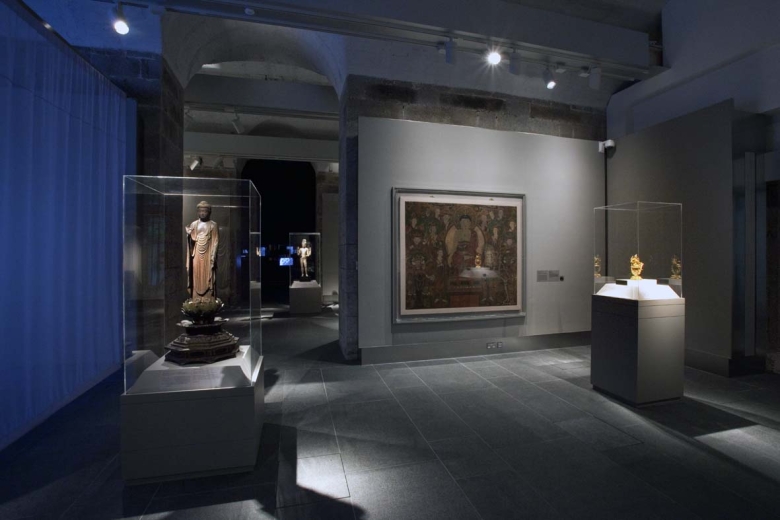 Installation view of Transforming Minds: Buddhism in Art