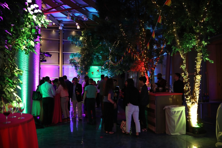 The Garden Court Café during a special Pride-themed First Friday Leo Bar