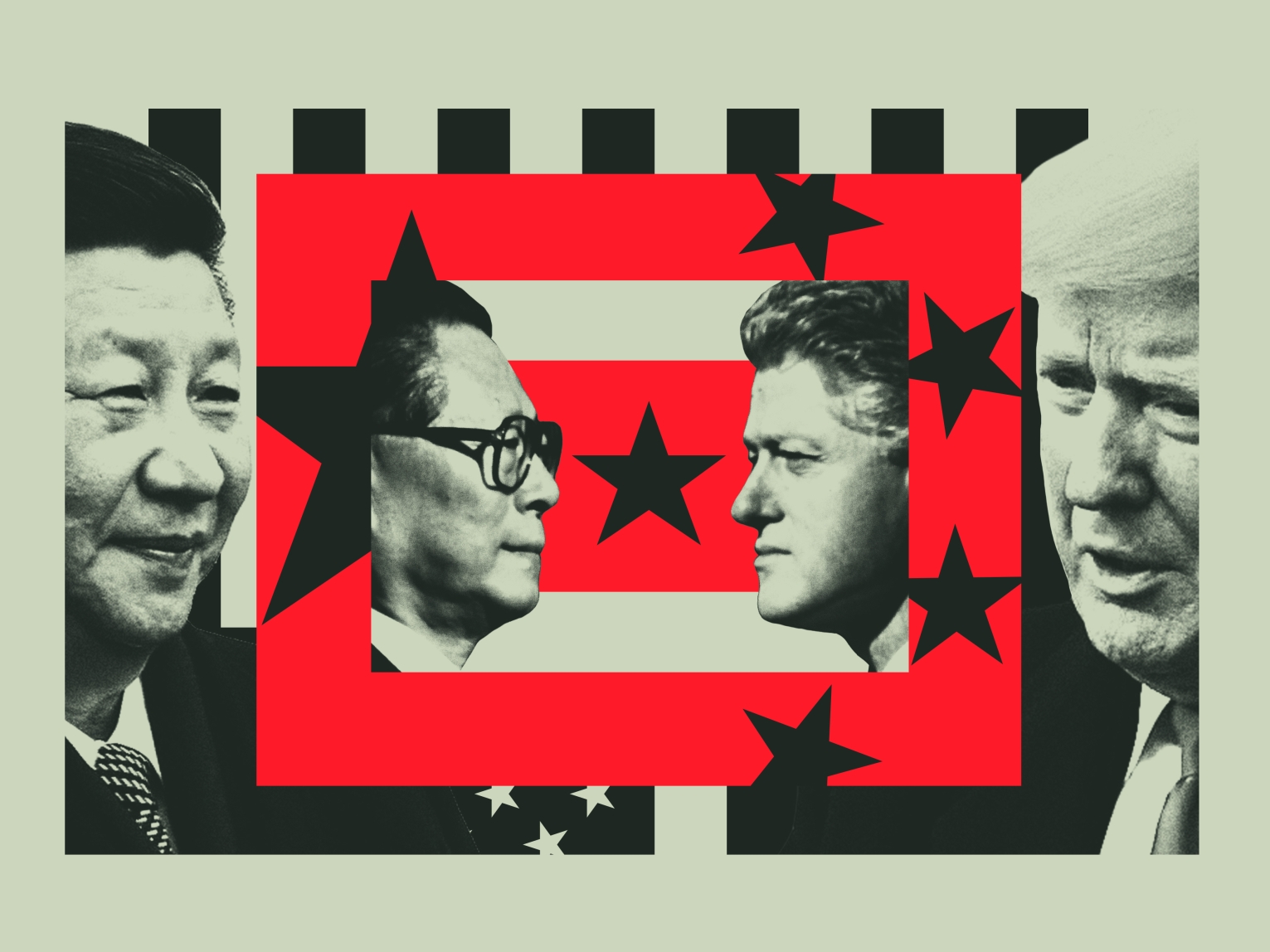 Xi Jinping, Jiang Zemin, Bill Clinton, Donald Trump