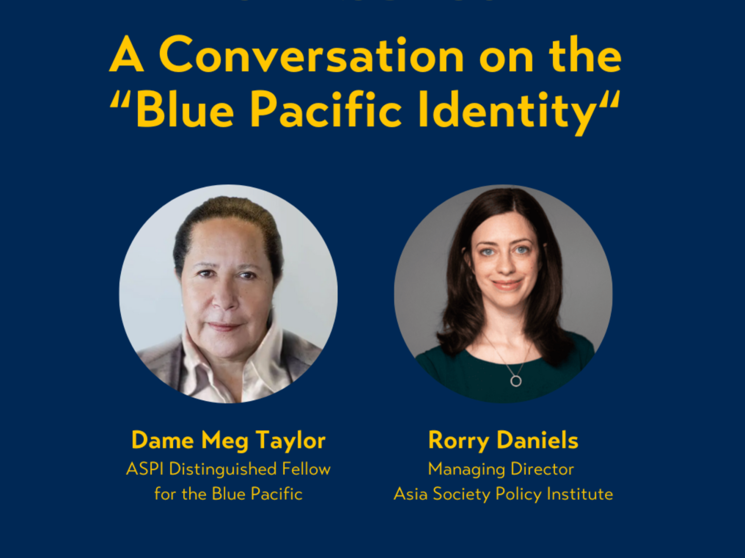A Conversation on the  Blue Pacific Identity with headshots