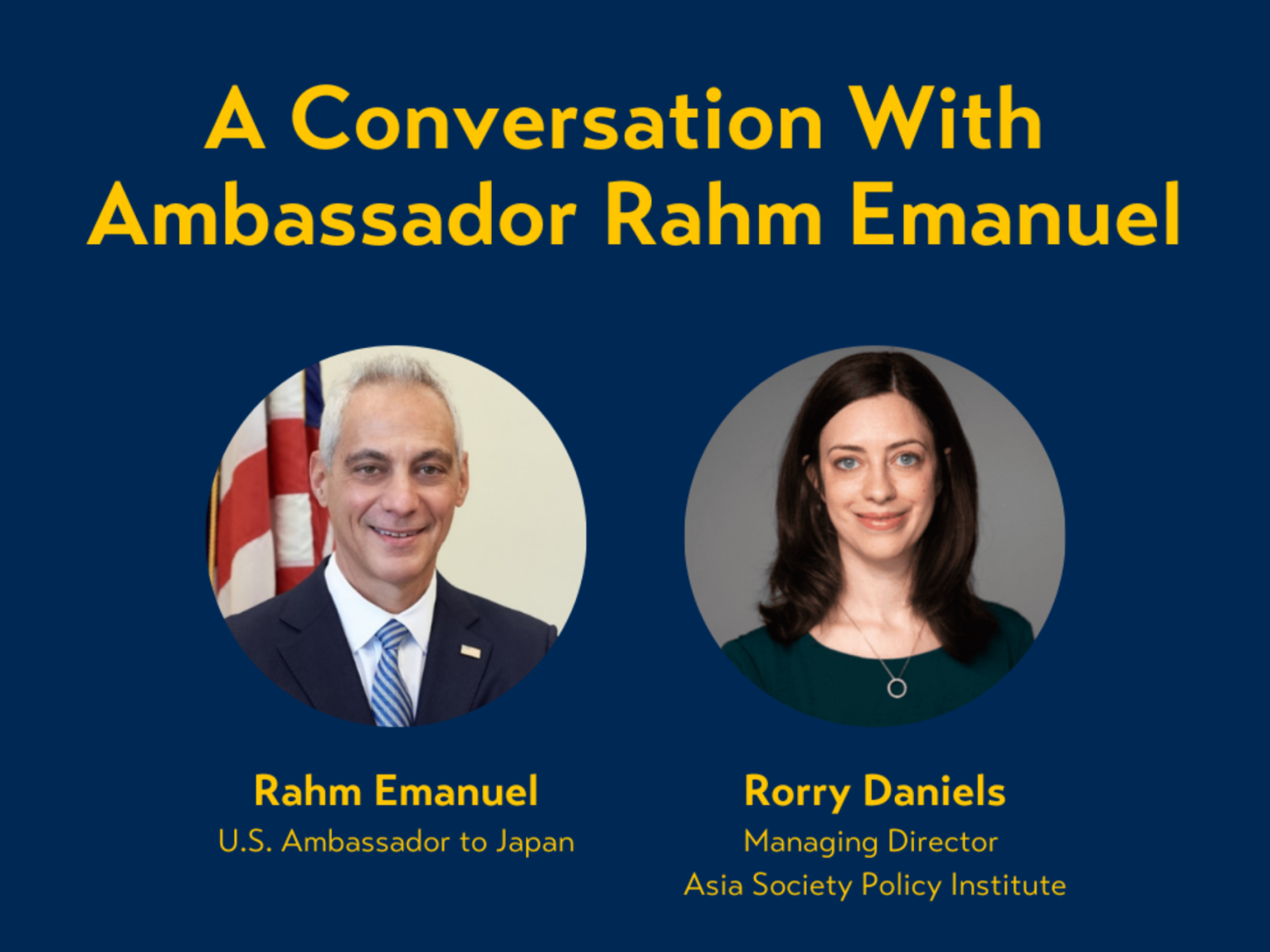 A Conversation with Rahm Emanuel, U.S. Ambassador to Japan