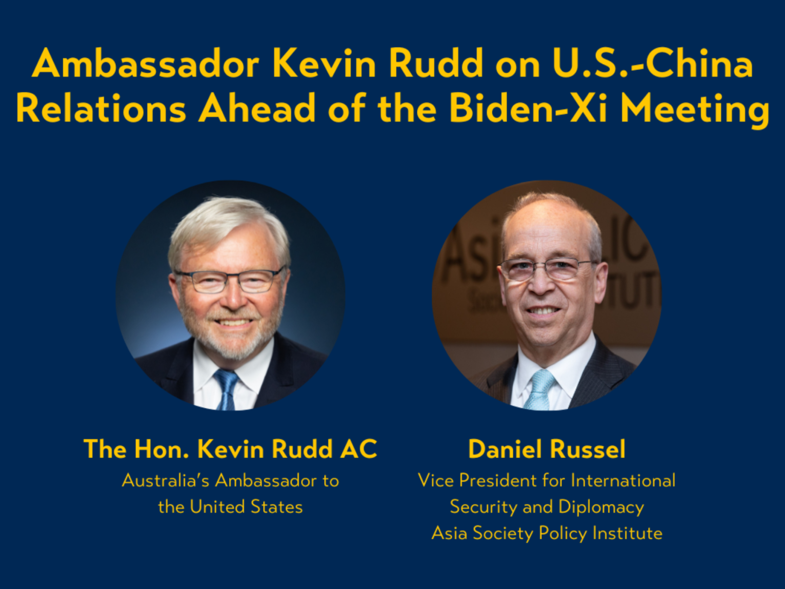 Ambassador Kevin Rudd on U.S.-China Relations Ahead of the Biden-Xi Meeting