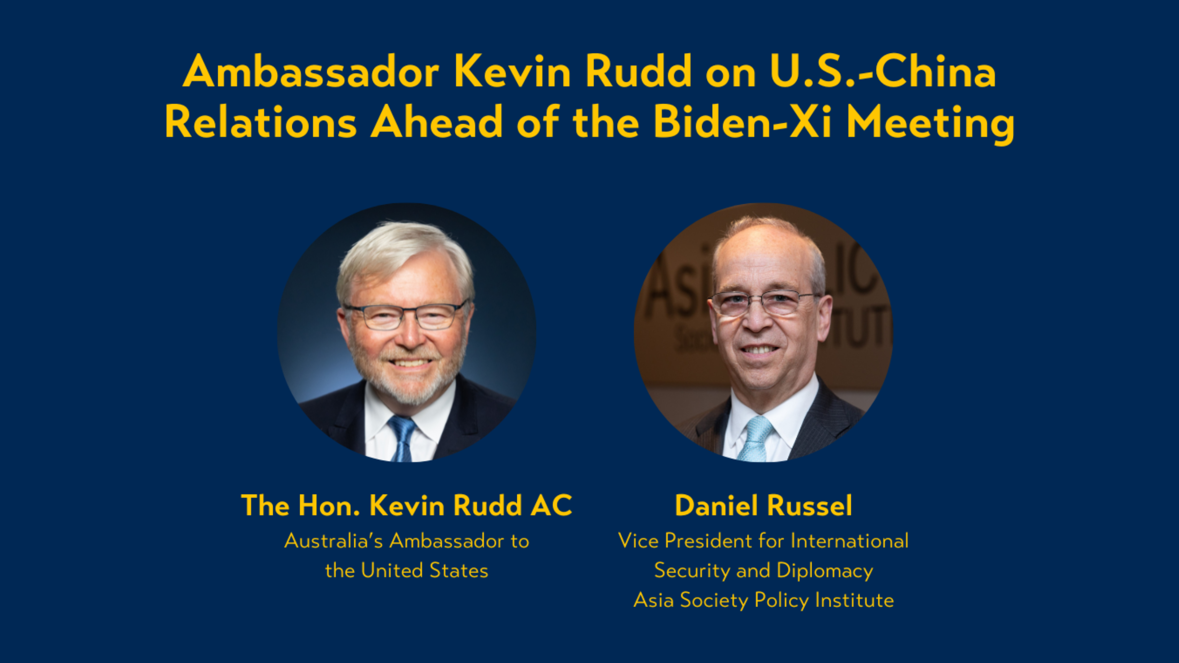 Ambassador Kevin Rudd on U.S.-China Relations Ahead of the Biden-Xi Meeting